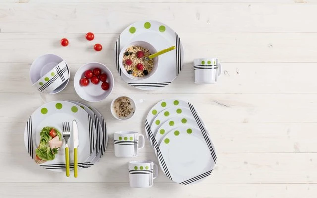 Berger Dots Melamin Geschirr-Set 16-tlg. Grün 1 Berger Dots Melamin Geschirr-Set 16-tlg. Grün