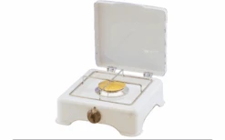 GOK Gaskocher 2-flammig 50 Mbar 3,5 KW Weiss Anschluss RST8 Edelstahl-Rost Verchromt