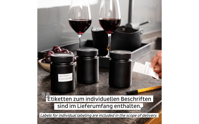 Silwy® Feinkost-Magnetgläser ALL BLACK (192 Ml) 3er-Set Inkl. Metallleiste 3 Silwy® Feinkost-Magnetgläser ALL BLACK (192 Ml) 3er-Set Inkl. Metallleiste – Bild 3